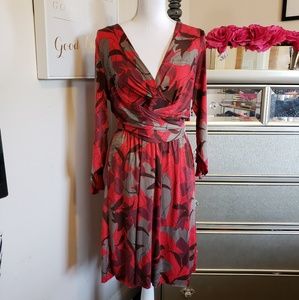 Zara Red Floral Faux Wrap Dress